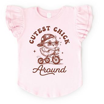Cutest Chick Around Bike - Flutter Sleeve Graphic T-Shirt