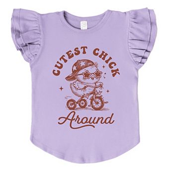 Cutest Chick Around Bike - Flutter Sleeve Graphic T-Shirt