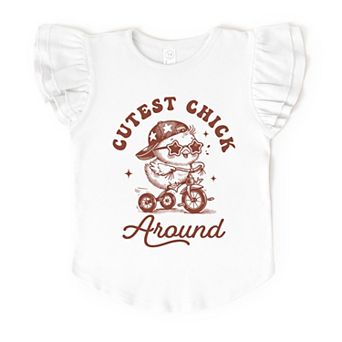 Cutest Chick Around Bike - Flutter Sleeve Graphic T-Shirt