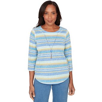 Women's Alfred Dunner Coastal Striped Top with Necklace