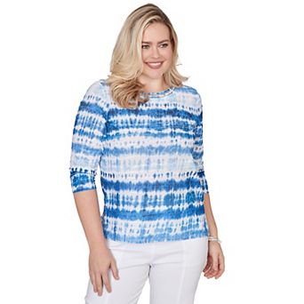 Women's Alfred Dunner Tie Dye Knotted Crew Neck Top
