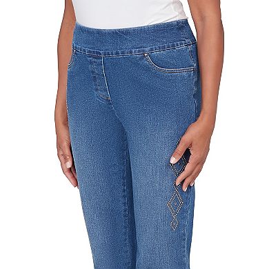 Women's Alfred Dunner Geometric Heat Set Super Stretch Denim Jeans
