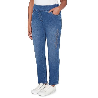 Women's Alfred Dunner Geometric Heat Set Super Stretch Denim Jeans
