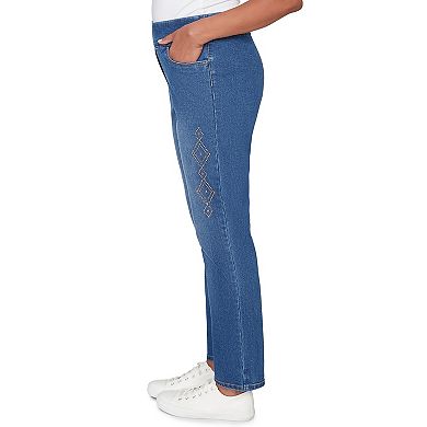 Women's Alfred Dunner Geometric Heat Set Super Stretch Denim Jeans