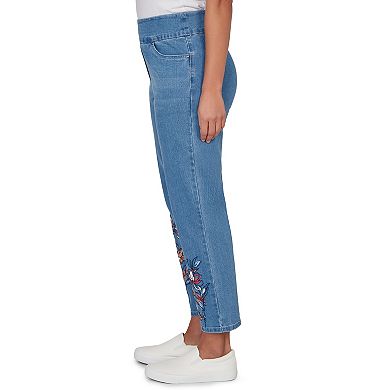 Women's Alfred Dunner Butterfly Floral Printed Super Stretch Denim Ankle Jeans