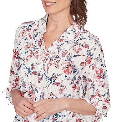 Women's Alfred Dunner Etched Floral Butterfly Button-Down Top