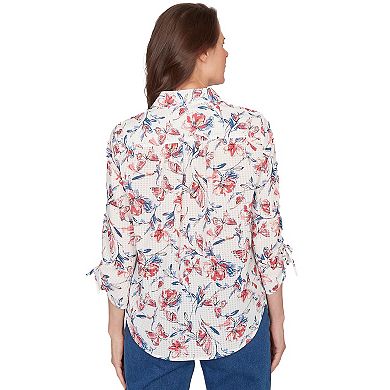 Women's Alfred Dunner Etched Floral Butterfly Button-Down Top