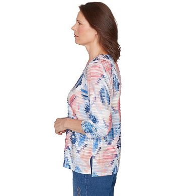Women's Alfred Dunner Aztec Diamond Knit Top 3/4-Sleeve Blouse