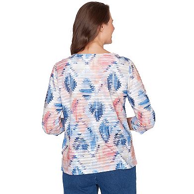 Women's Alfred Dunner Aztec Diamond Knit Top 3/4-Sleeve Blouse