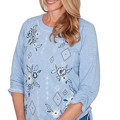Women's Alfred Dunner Floral Diamond Embroidered Knit Top