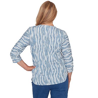 Women's Alfred Dunner Novelty Spliced Textured Top with Necklace