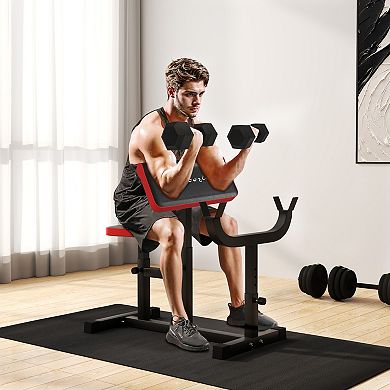 Soozier Preacher Curl Bench, Adjustable Preacher Bench for Home Gym