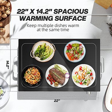 HOMCOM Electric Warming Tray w/ Adjustable Temperature for Parties