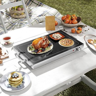 HOMCOM Electric Warming Tray w/ Adjustable Temperature for Parties