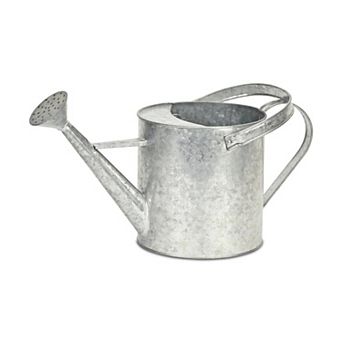 HomeRoots 9" Gray Galvanized Metal Decorative Watering Can
