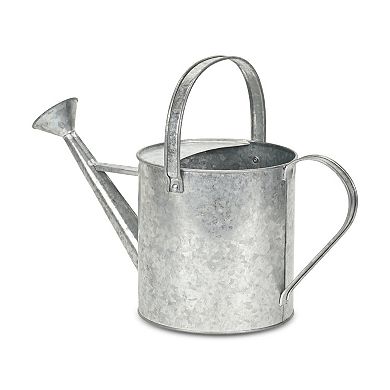 HomeRoots 9" Gray Galvanized Metal Decorative Watering Can