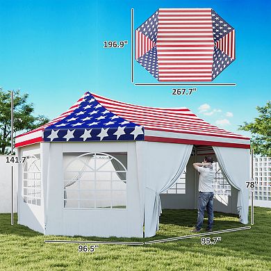 Outsunny 22.3 x 16.4ft Party Tent Wedding Tent w/ 6 Windows
