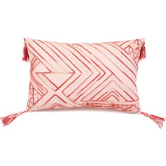 HomeRoots 13" X 20" Coral Throw Pillow with Tassels