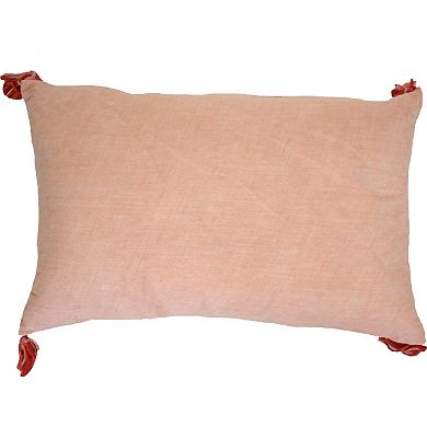 HomeRoots 13" X 20" Coral Throw Pillow with Tassels