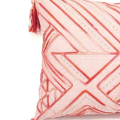 HomeRoots 13" X 20" Coral Throw Pillow with Tassels