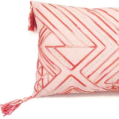 HomeRoots 13" X 20" Coral Throw Pillow with Tassels