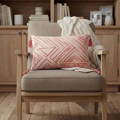 HomeRoots 13" X 20" Coral Throw Pillow with Tassels