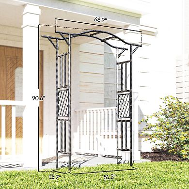 Outsunny Garden Arch, Garden Arch Trellis with Extended Top