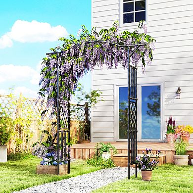 Outsunny Garden Arch, Garden Arch Trellis with Extended Top