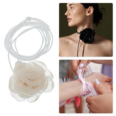 Rose Beaded Tie Choker Necklace 1 Pc