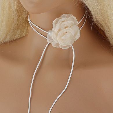 Rose Beaded Tie Choker Necklace 1 Pc