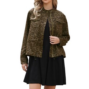 Leopard Shirt Jacket for Women Casual Lightweight Shacket Button Down Fall Jackets