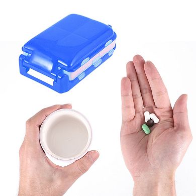 Lightweight 8 Grids 3 Fold Pill Case for Travel 1 Pc