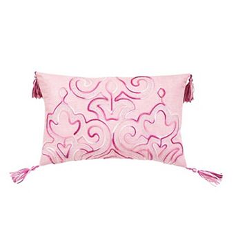HomeRoots 13" X 20" Pink Throw Pillow with Tassels