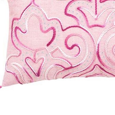 HomeRoots 13" X 20" Pink Throw Pillow with Tassels
