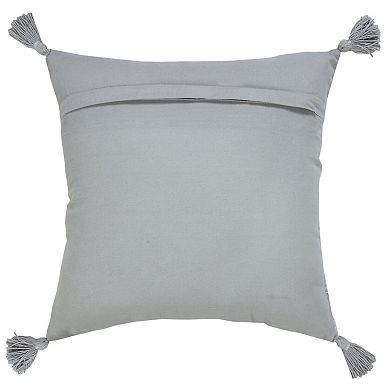 HomeRoots 18" Silver And Gray Medallion Viscose Throw Pillow Cover with Tassels
