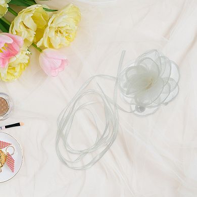 Pearl Satin Rose Tie Choker Necklace 1 Pc