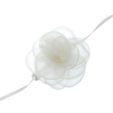 Pearl Satin Rose Tie Choker Necklace 1 Pc