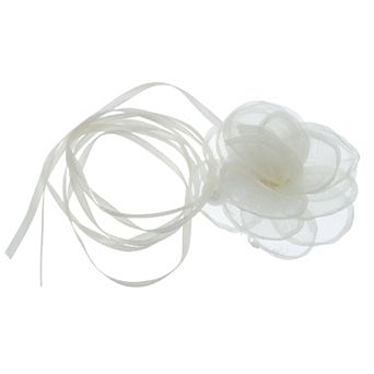 Pearl Satin Rose Tie Choker Necklace 1 pc