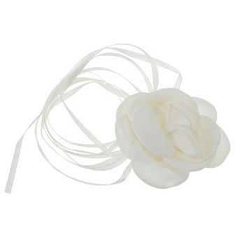 Pearl Satin Rose Tie Choker Necklace 1 pc