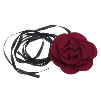 Pearl Satin Rose Tie Choker Necklace 1 pc