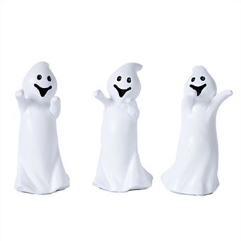 HomeRoots Set of Three White Polyresin Halloween Ghost Figurines