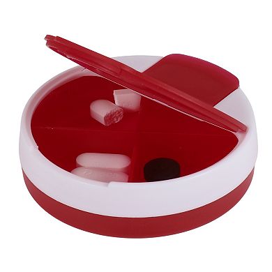 Durable 4 Grids Circular Rotating Pill Case for Travel 1 Pc