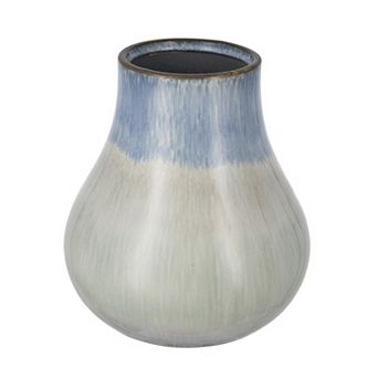 HomeRoots 10" Blue And Gray Ombre Ceramic Round Table Vase