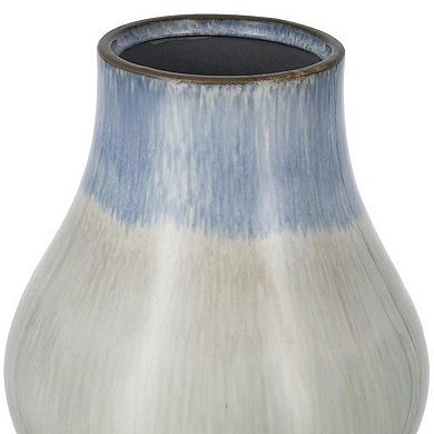 HomeRoots 10" Blue And Gray Ombre Ceramic Round Table Vase