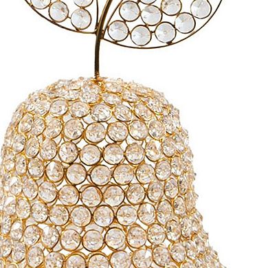 HomeRoots 18" Gold Aluminum And Faux Crystal Decorative Pear