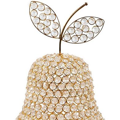 HomeRoots 18" Gold Aluminum And Faux Crystal Decorative Pear