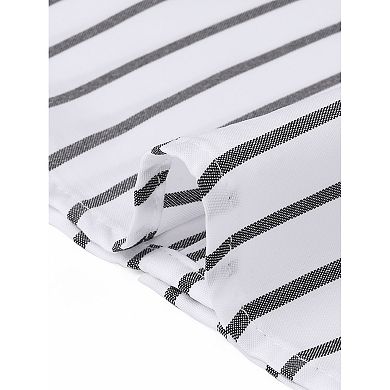 Striped Work Tops for Women's Button Down Short Sleeve Business Blouses