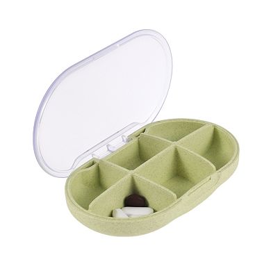 Portable 6 Compartment Single Layer Pill Case for Travel 1 Pc