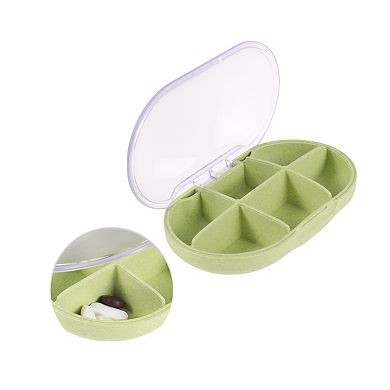 Portable 6 Compartment Single Layer Pill Case for Travel 1 Pc