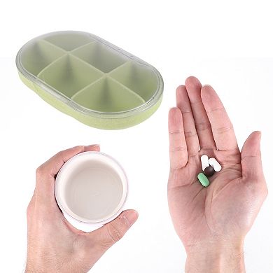 Portable 6 Compartment Single Layer Pill Case for Travel 1 Pc